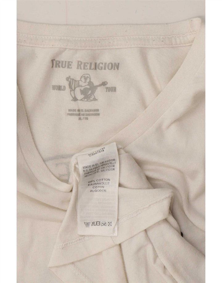Camiseta gráfica masculina True Religion Top XL algodão branco