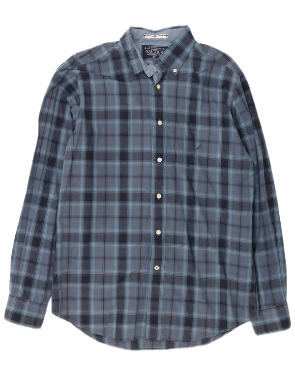 Camisa masculina Nautica de algodão xadrez médio azul marinho