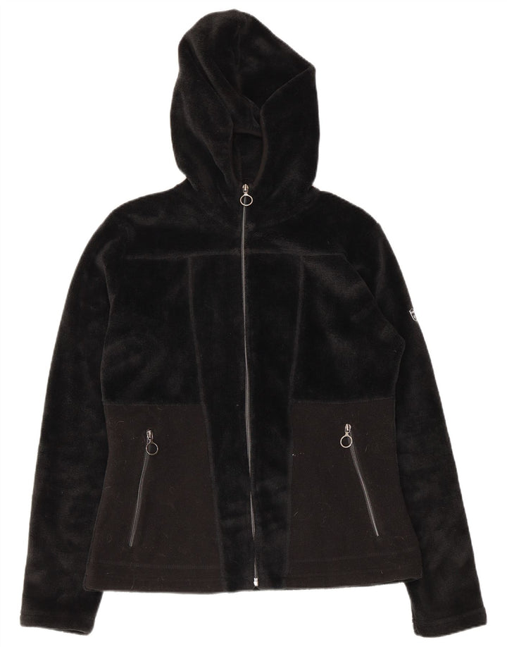 Jaqueta de lã com capuz feminina Brugi UK 12 poliéster preto médio