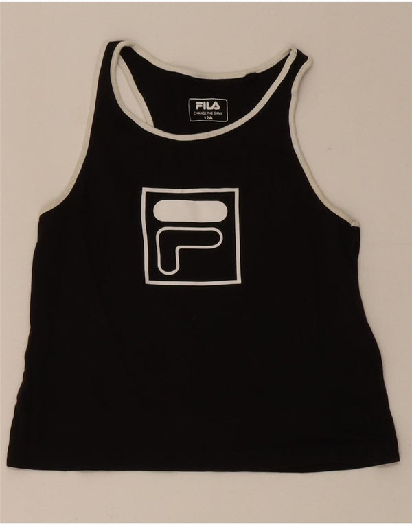 Fila Girls Graphic Vest Top 11-12 Years Black Cotton