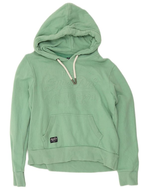 Superdry feminino gráfico moletom com capuz UK 12 algodão verde médio