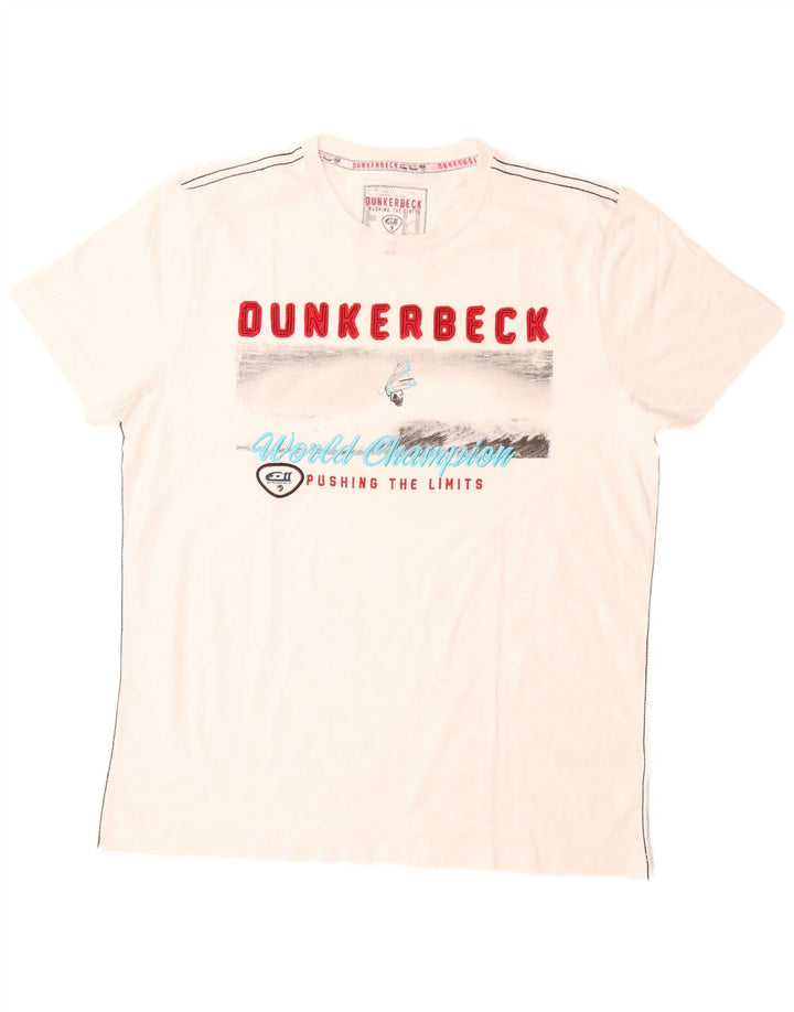 Camiseta gráfica masculina Camp David Top XL algodão branco