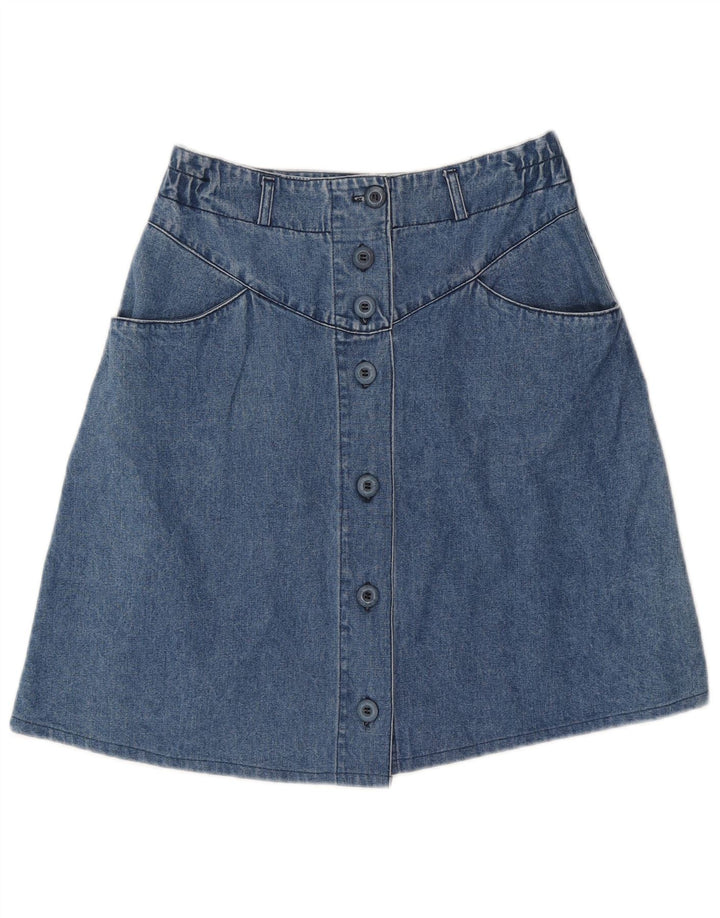 Saia jeans feminina vintage IT 44 médio W28 algodão azul