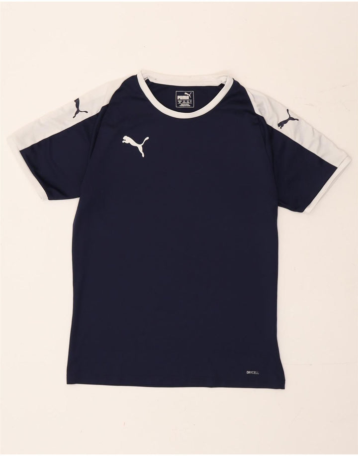 Camiseta masculina Puma pequena azul marinho colorblock