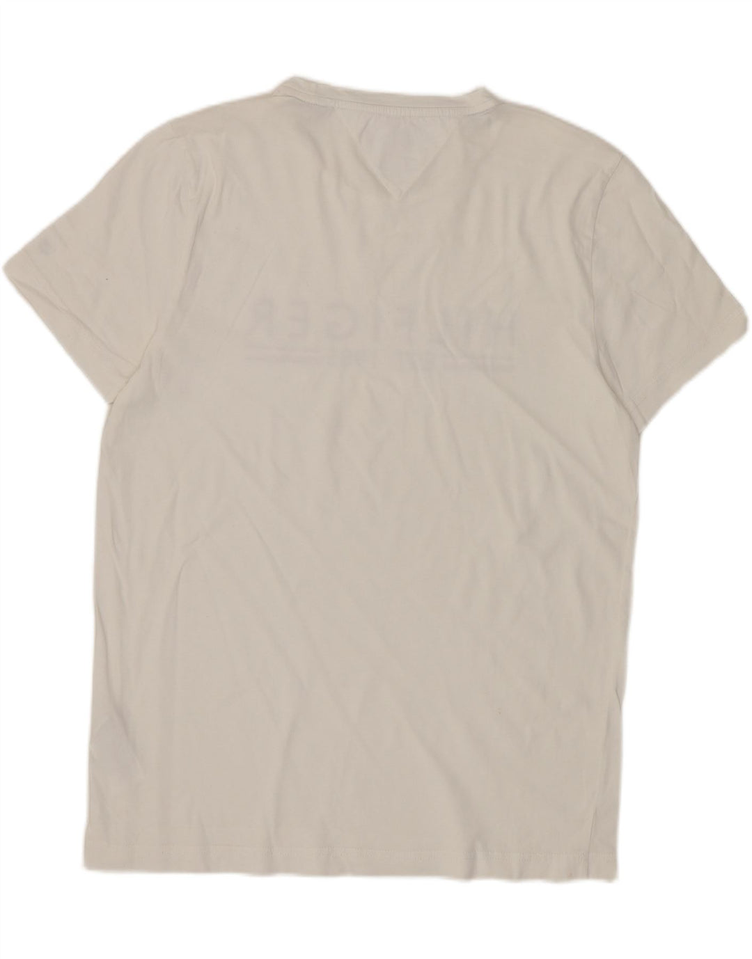 TOMMY HILFIGER Camiseta masculina gráfica Top médio algodão branco
