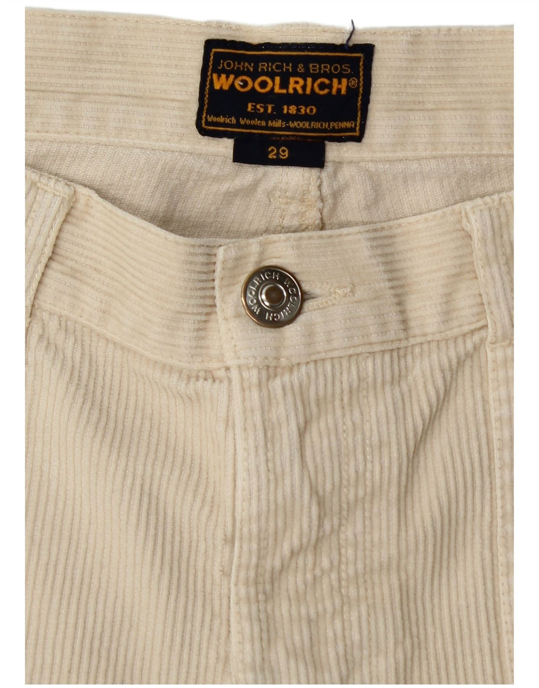 Calça feminina de veludo cotelê WOOLRICH W29 L32 algodão branco