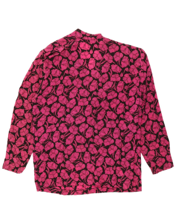 ELENA MIRO Womens Long Sleeve Blouse Top UK 18 XL Pink Floral Acetate