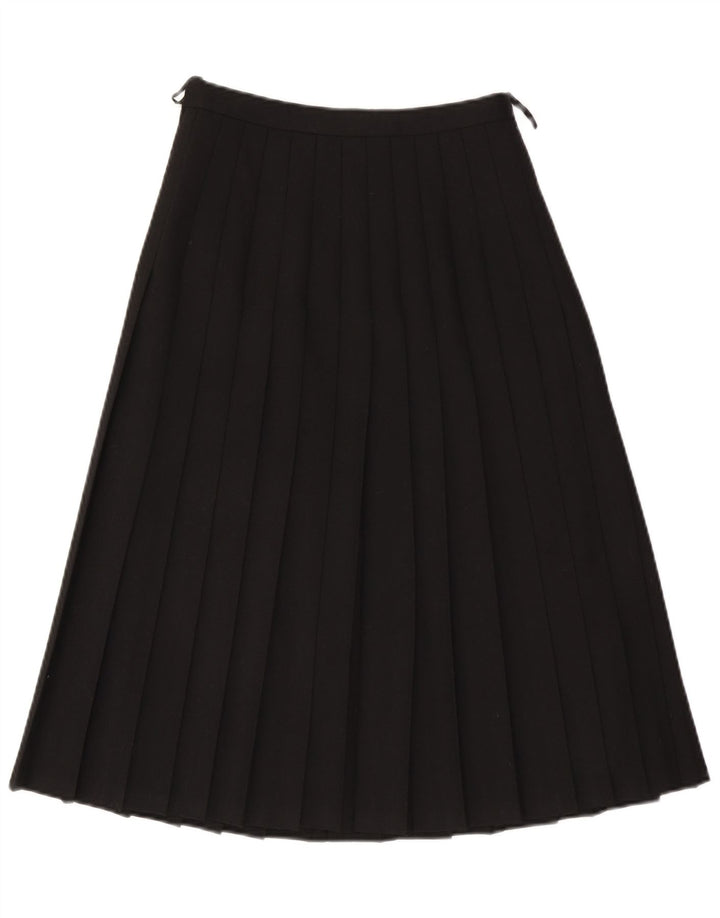 Saia feminina VINTAGE de cintura alta com faca plissada UE 40 médio W26 lã preta