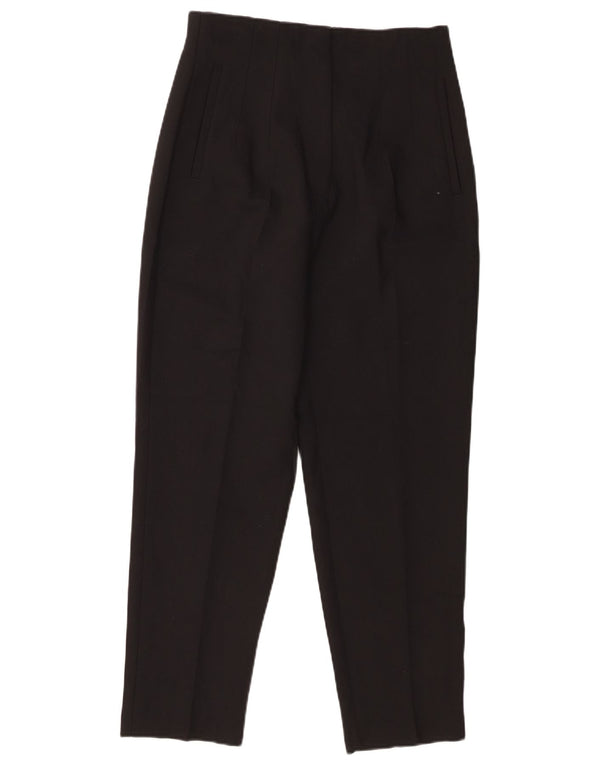 Zara Calça feminina casual de cintura alta cônica média W28 L27 preta