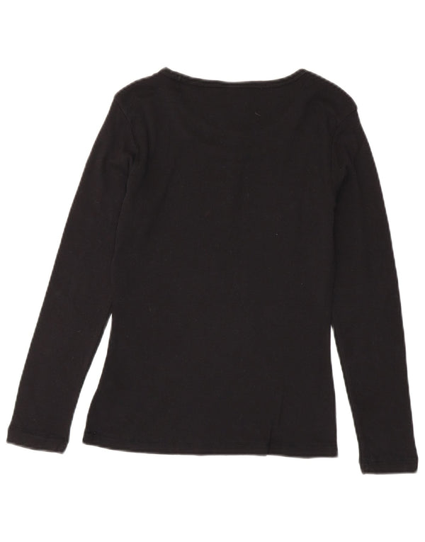 Campeão feminino Heritage Classics Top manga comprida Reino Unido 12 algodão preto médio