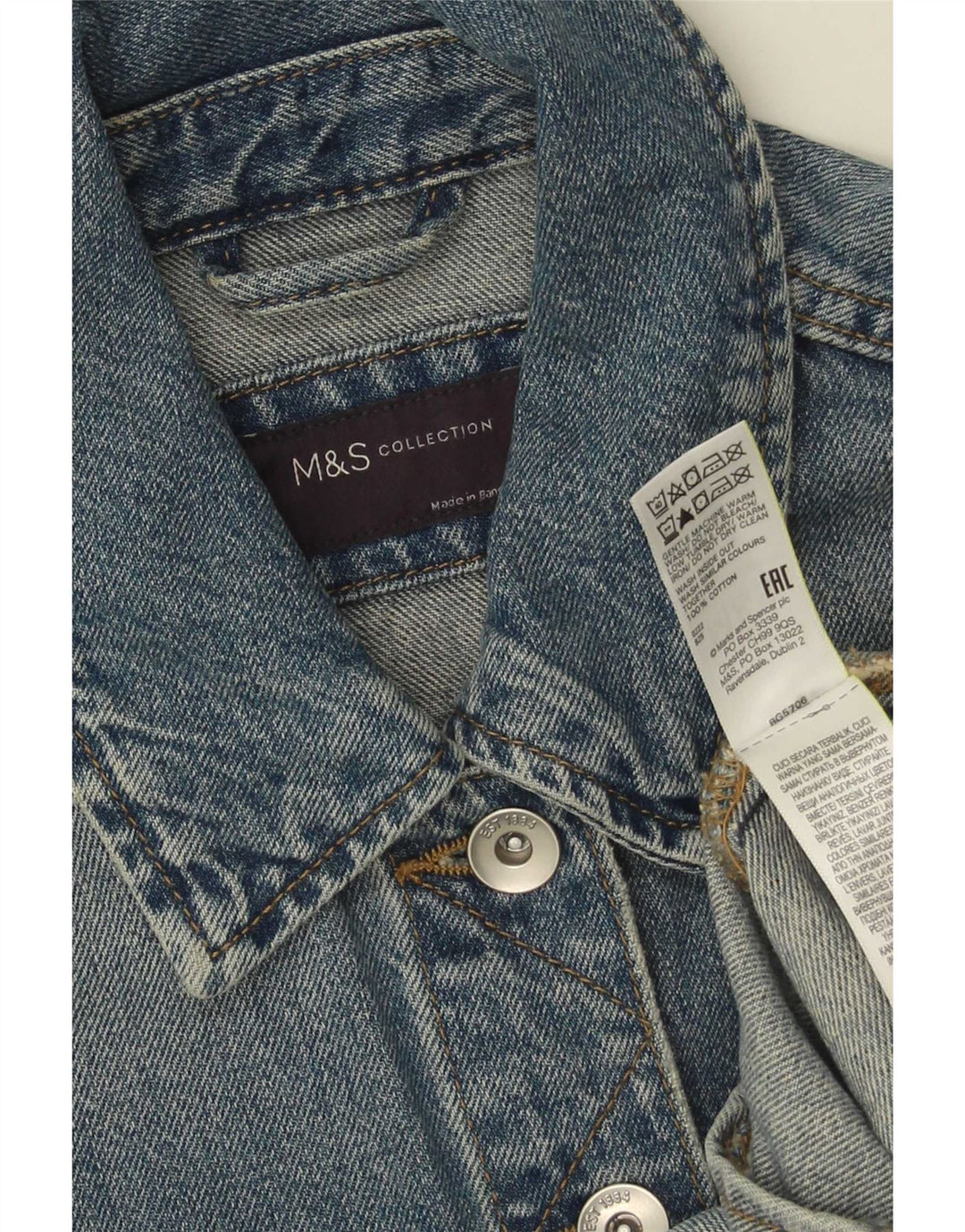 Jaqueta jeans feminina Marks & Spencer Reino Unido 10 algodão azul pequeno