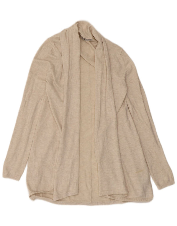 Suéter cardigã aberto feminino Zara UK 8 pequeno bege viscose