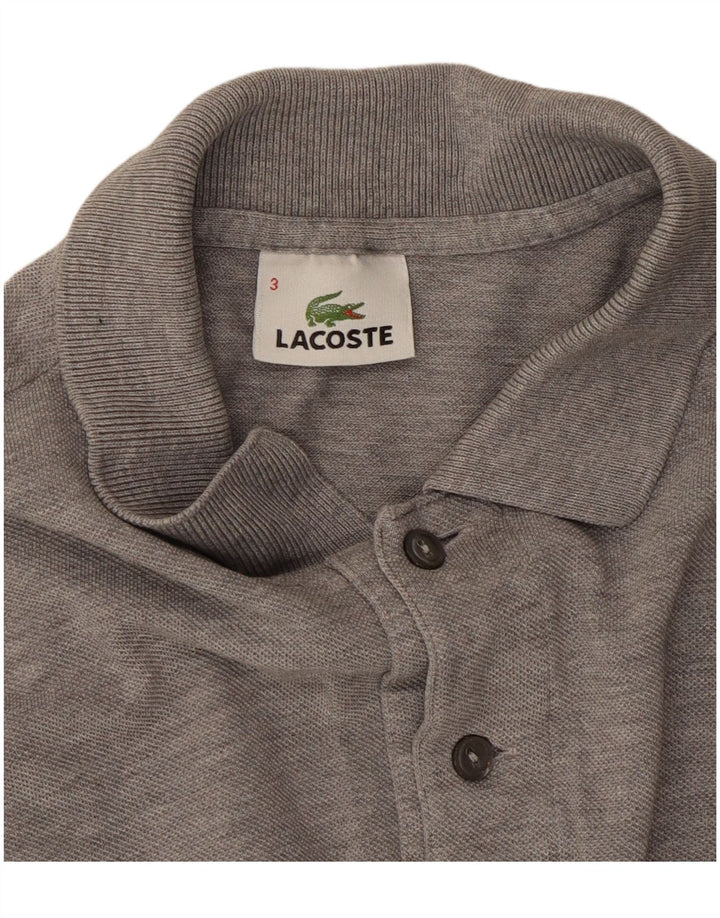 Camisa polo masculina LACOSTE tamanho 3 pequeno algodão cinza