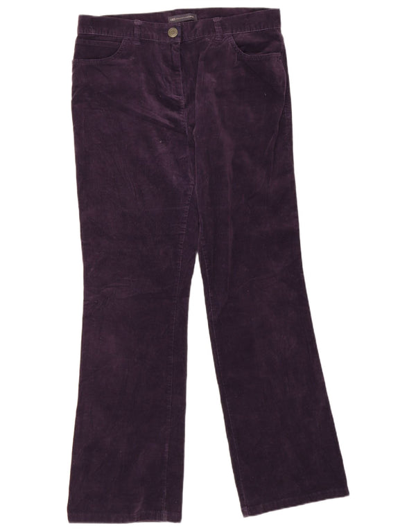 Calça feminina de veludo cotelê Marks & Spencer com cintura alta UK 14 grande W34 L29 pur