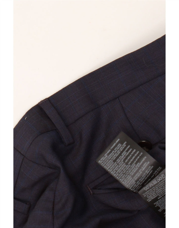 Calça masculina slim Ted Baker W36 L31 lã azul marinho