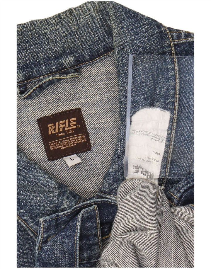 Jaqueta jeans feminina RIFLE Reino Unido 16 grande algodão azul