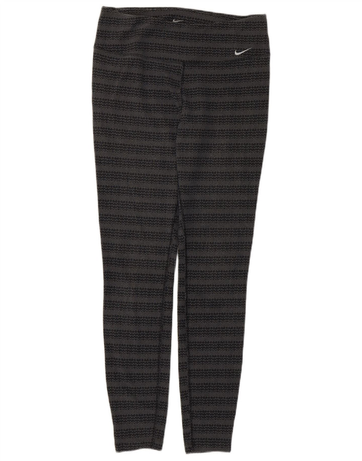 Leggings Nike Dri Fit Feminina UK 12 Algodão Geométrico Cinza Médio