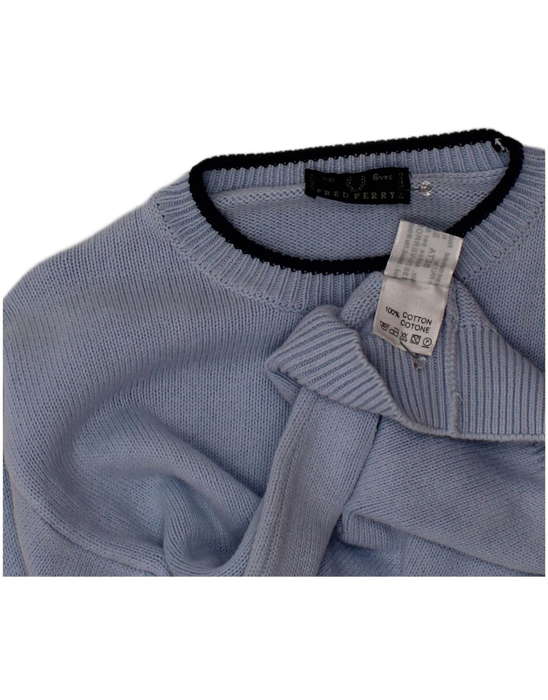 Suéter masculino Fred Perry com gola redonda, 5-6 anos, algodão azul
