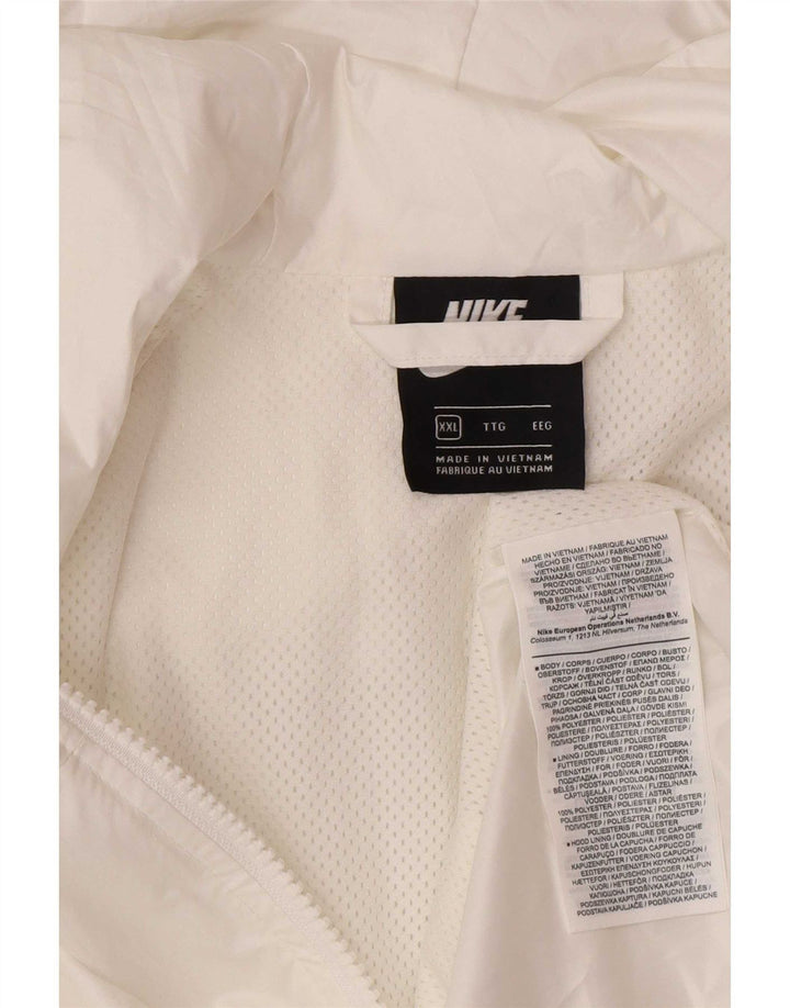 Jaqueta de chuva masculina Nike com capuz UK 44 2XL poliéster branco