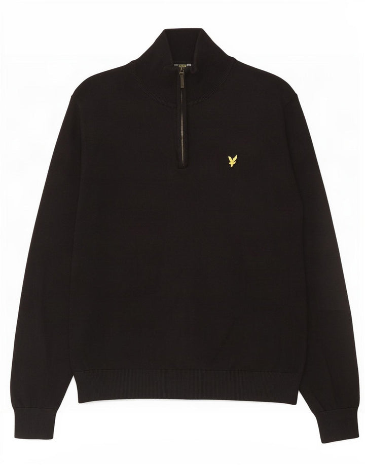 Lyle & Scott Suéter masculino com zíper e gola XL algodão preto