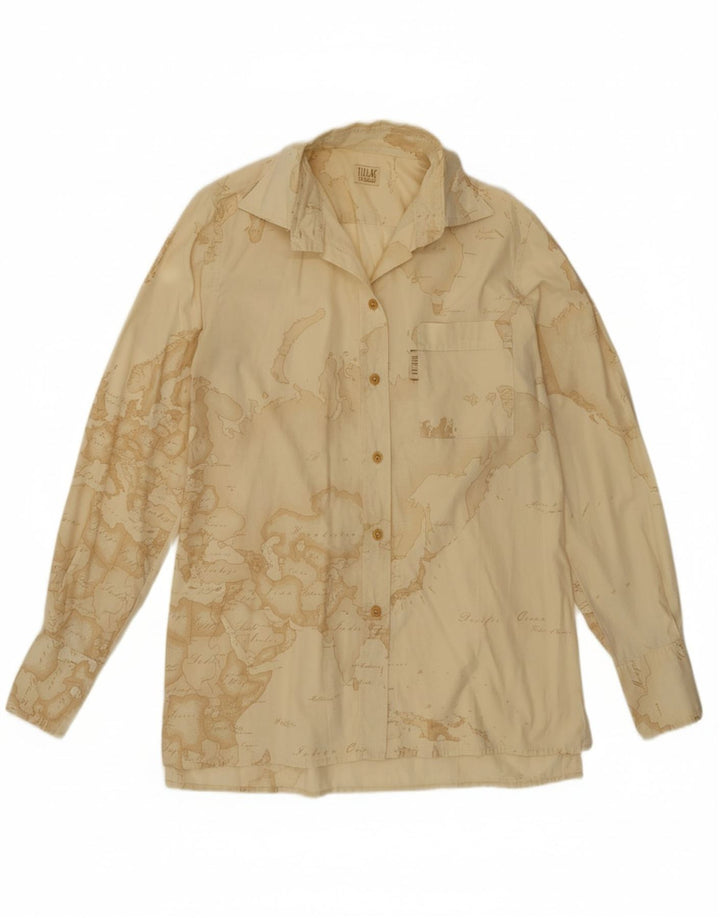 Camisa gráfica feminina ALVIERO MARTINI IT 42 algodão bege médio