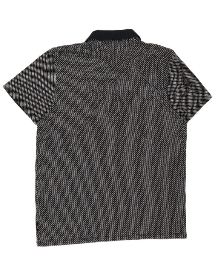 Camisa polo masculina Ted Baker tamanho 4 grande poliéster manchado azul marinho
