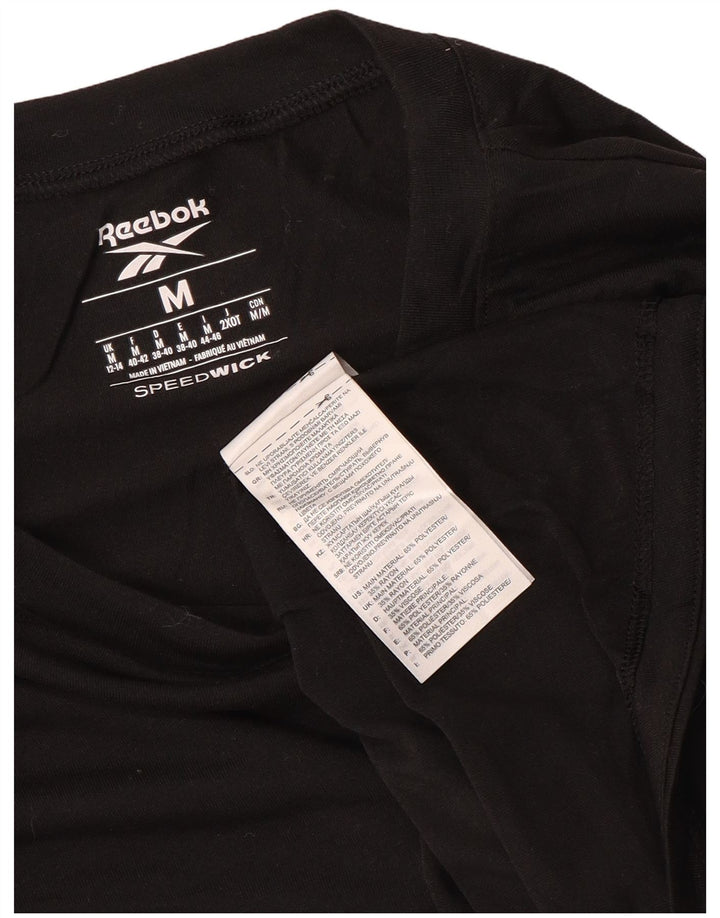 REEBOK Crop Top Feminino Manga Longa UK 12/14 Médio Preto Poliéster