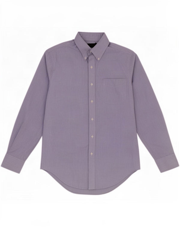 Camisa masculina Ralph Lauren Classic Fit tamanho 15 algodão listrado azul médio