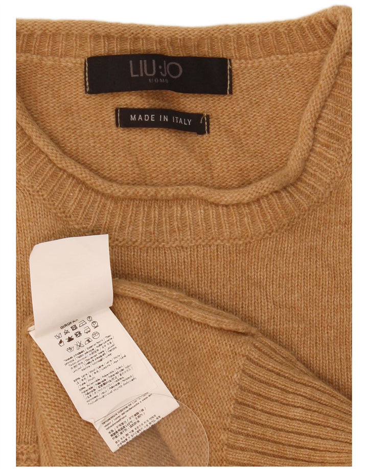 Liu Jo Suéter feminino com gola redonda, Reino Unido 16, grande, lã marrom