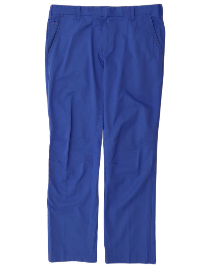 Adidas Mens Coolmax Straight Chino Calças W34 L32 Azul Poliéster
