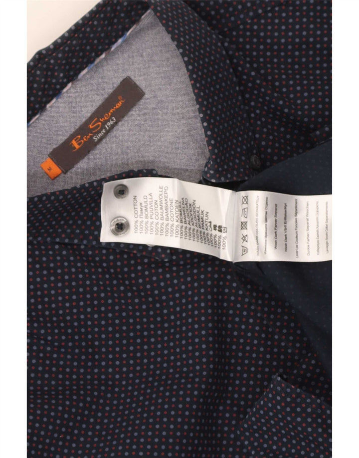 Camisa masculina Ben Sherman de algodão manchado azul marinho médio