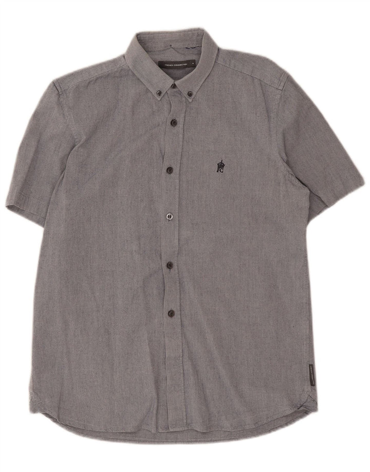 Camisa masculina de manga curta French Connection algodão azul médio