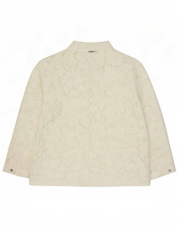 Blusa feminina de renda manga 3/4 i Blues Reino Unido 12 algodão branco médio