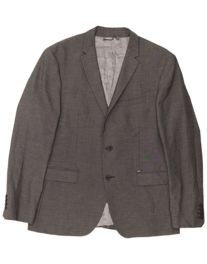 Jaqueta blazer masculina Zara com 2 botões tamanho 54 XL cinza poliéster