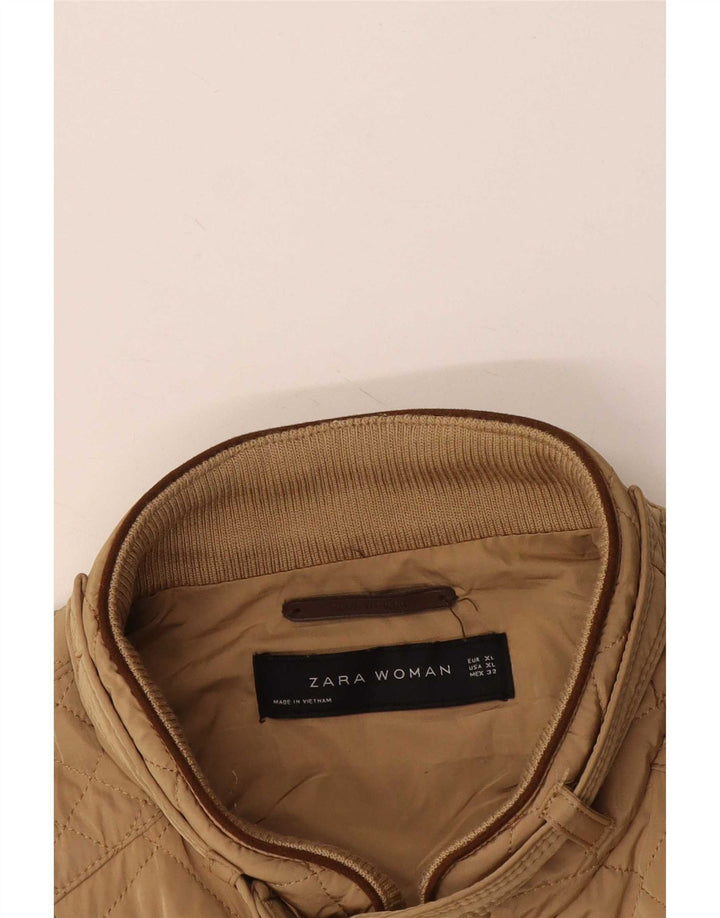 Colete acolchoado feminino Zara UK 18 XL bege