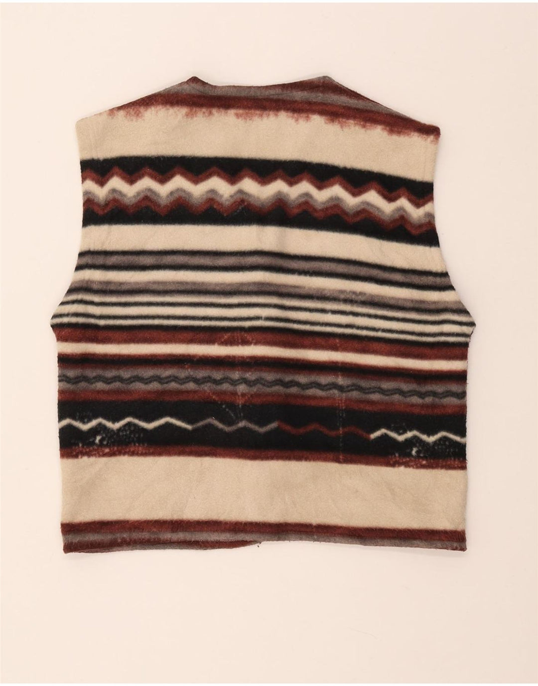 Colete feminino VINTAGE de lã Duffle UK 14 médio listrado multicolorido