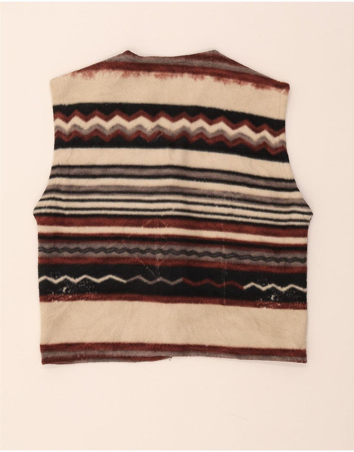 Colete feminino VINTAGE de lã Duffle UK 14 médio listrado multicolorido