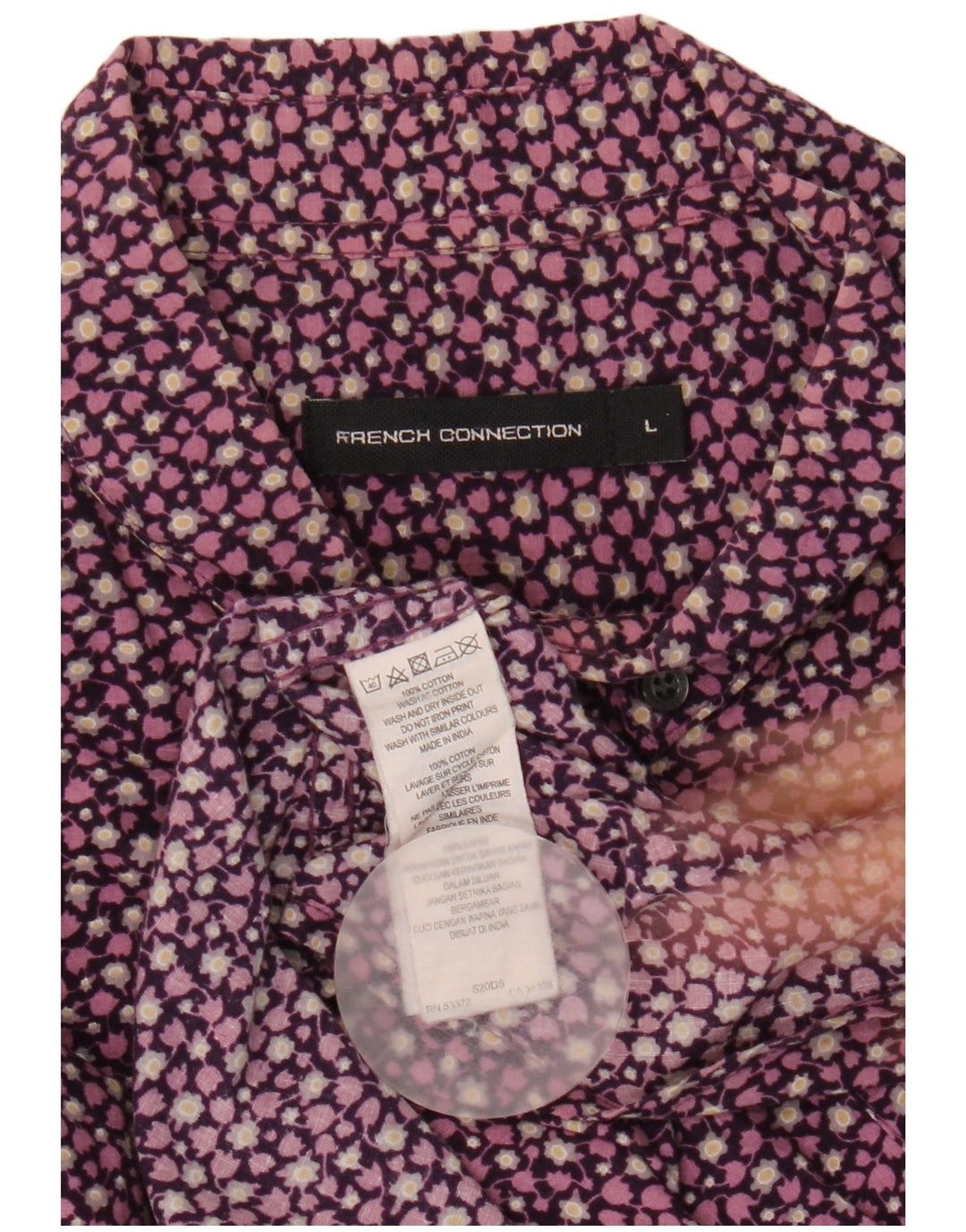 Camisa masculina French Connection grande algodão floral roxo