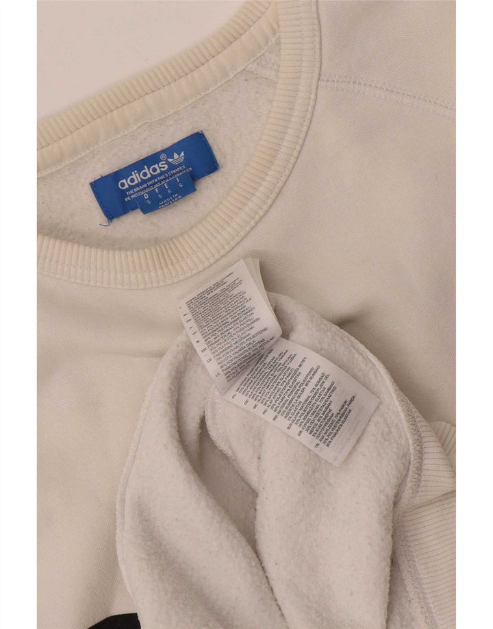 Adidas Mens Graphic Moletom Jumper Pequeno Algodão Branco