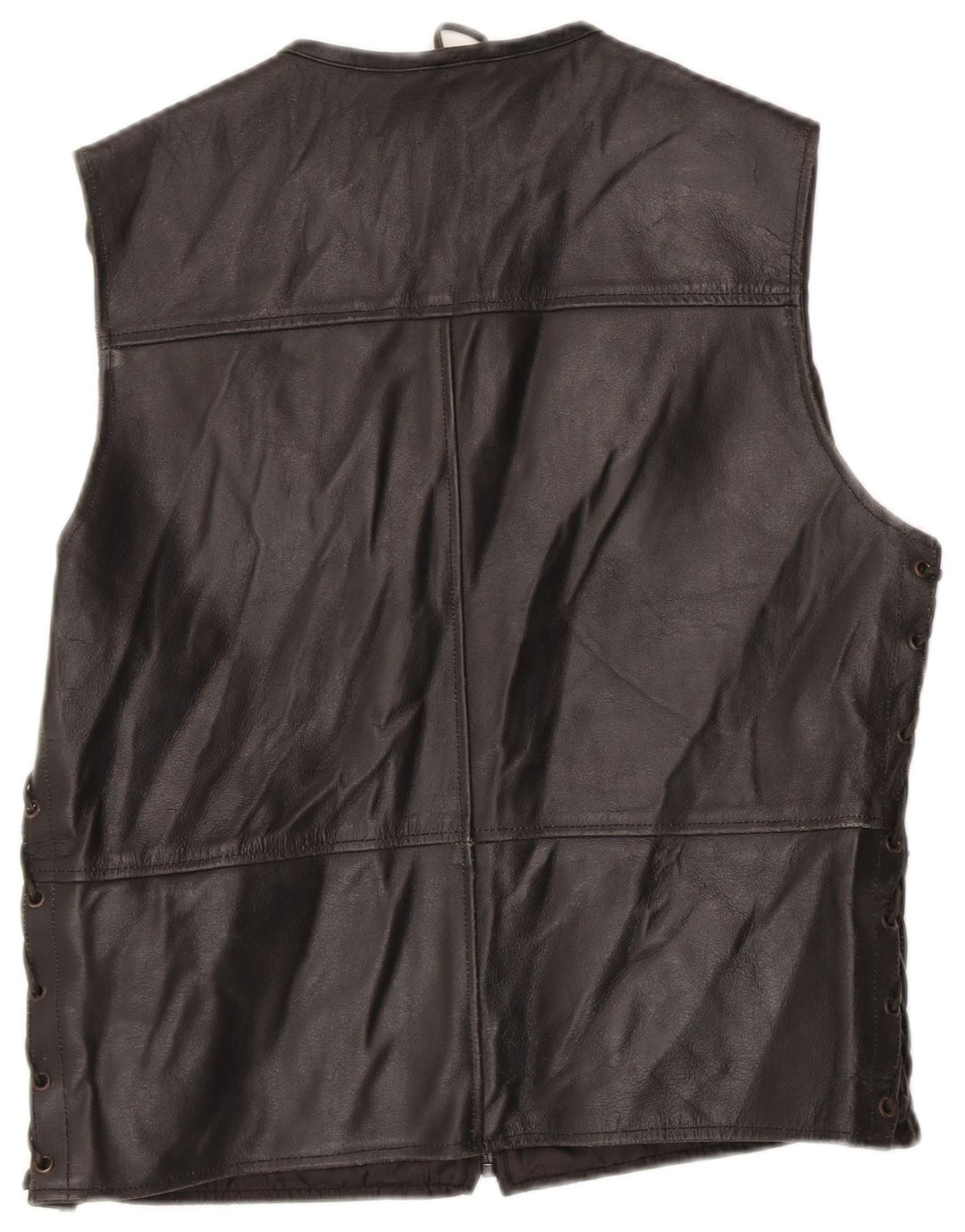 Colete de couro masculino vintage UK 38 couro preto médio