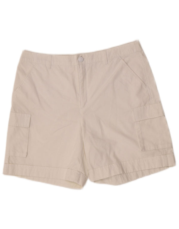 Shorts cargo feminino Esprit de cintura alta UK 14 grande W30 algodão branco
