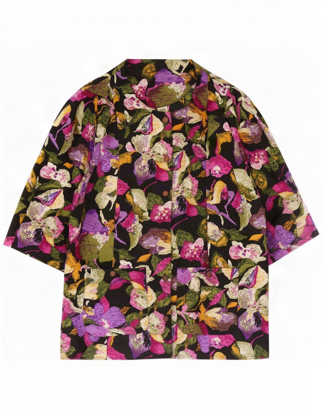 Blusa feminina C&A manga 3/4 EU 46 XL poliéster floral multicolorido