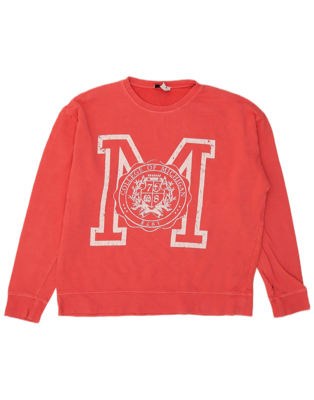 Topshop moletom feminino grande com estampa gráfica Reino Unido 14 algodão rosa médio