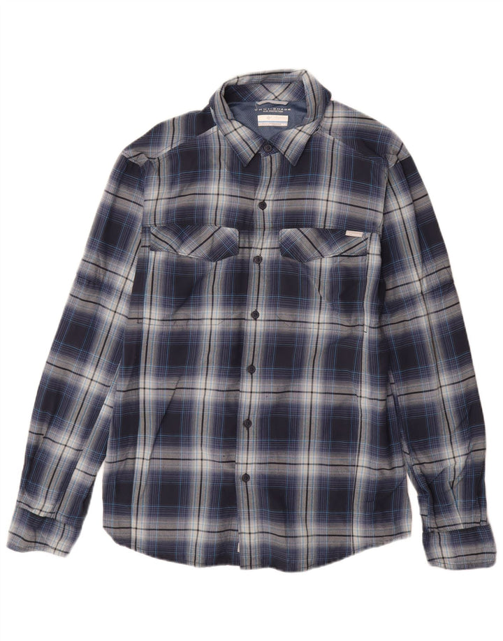 Camisa masculina Columbia Omni-Shade média xadrez azul marinho