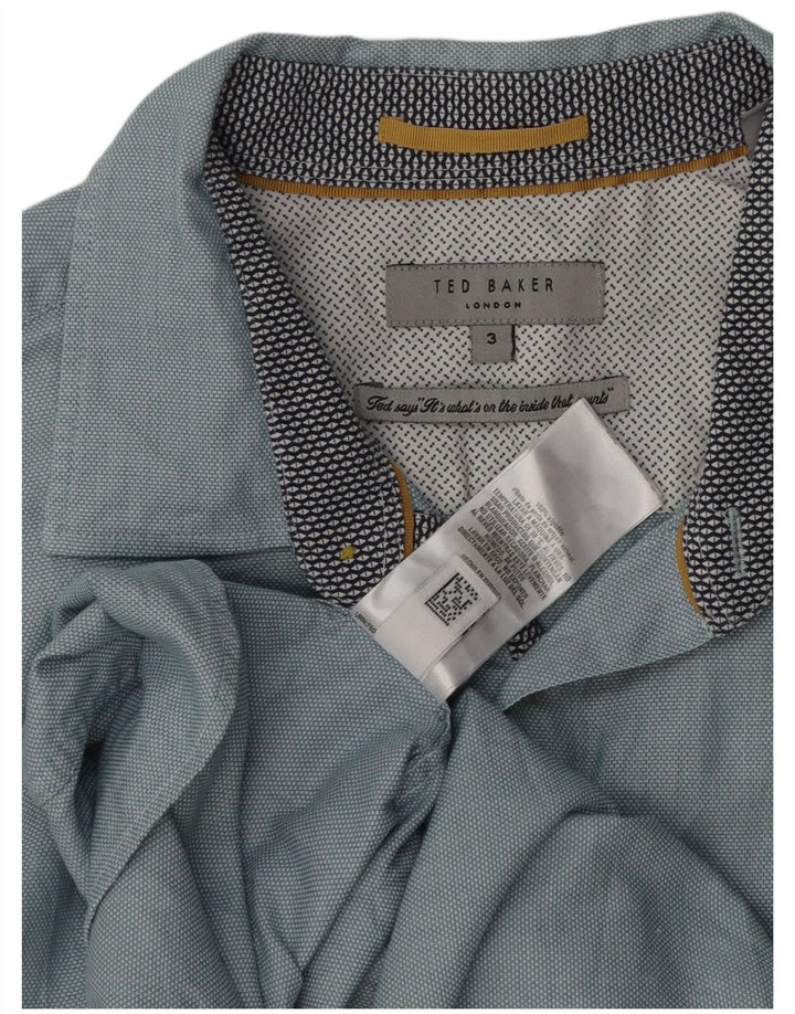 Camisa masculina Ted Baker tamanho 3 algodão azul médio