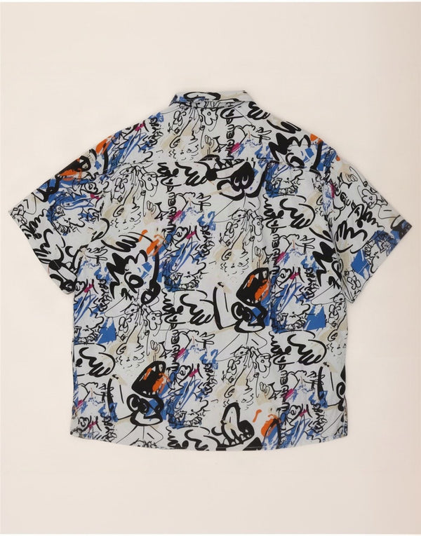 Element Camisa masculina de manga curta com estampa abstrata pequena azul viscose