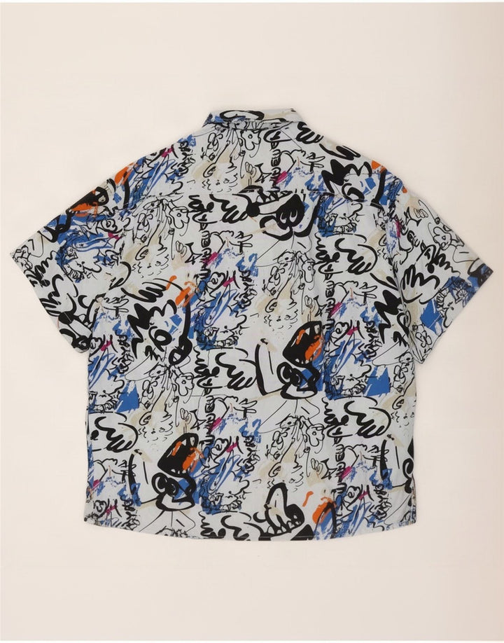 Element Camisa masculina de manga curta com estampa abstrata pequena azul viscose