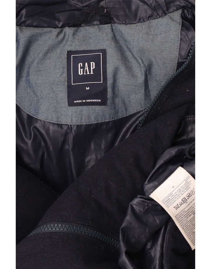 Jaqueta feminina acolchoada com capuz Gap UK 14 lã azul marinho médio