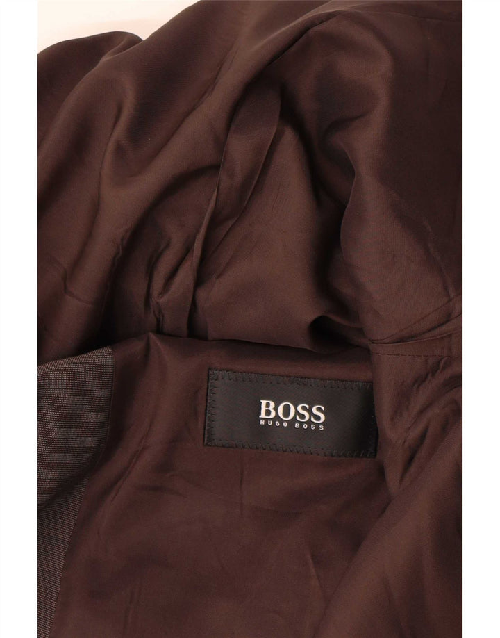 Jaqueta blazer masculina Hugo Boss com 3 botões UE 46 pequena lã virgem cinza