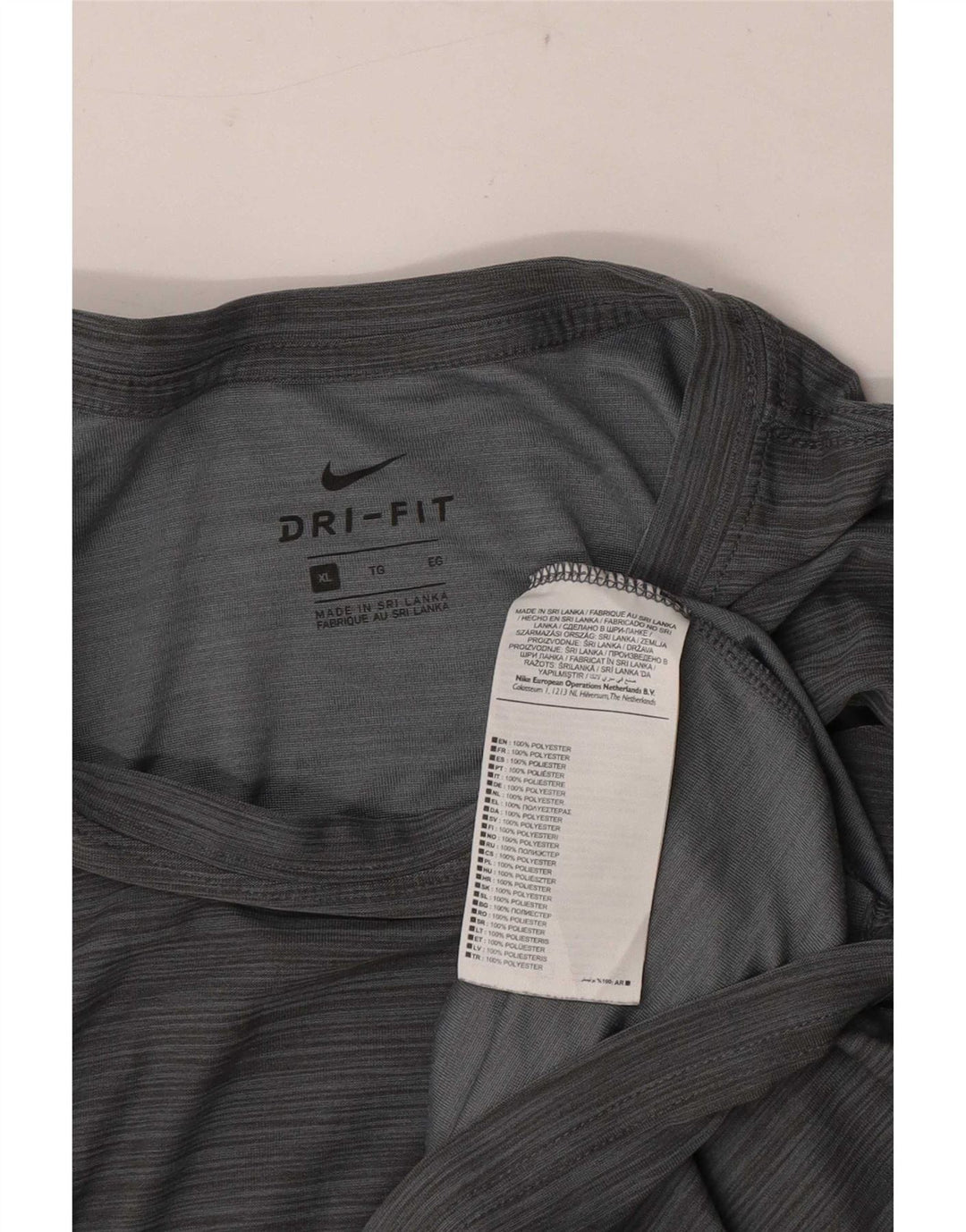 Camiseta masculina Nike Dri Fit Top XL cinza manchado de poliéster